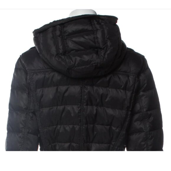 Burberry Brit Black Down Puffer Coat with Iconic Plaid Trim – Size L - Picture 10 of 13